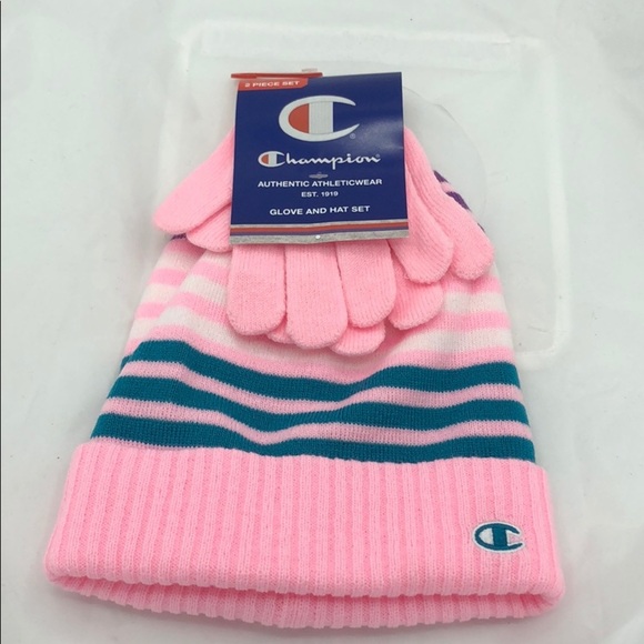 Champion Striped Beanie and Glove Set - One Size - Picture 2 of 4